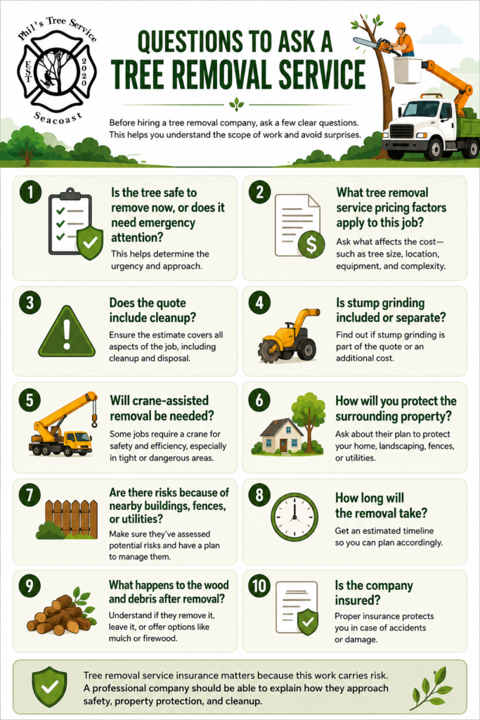 Questions to ask for tree removal
